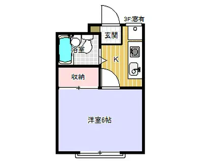 クリエイト甲西(1K/2階)の間取り写真