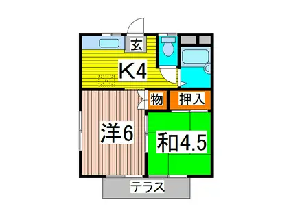 サマックスバイオレット飯塚(2K/2階)の間取り写真