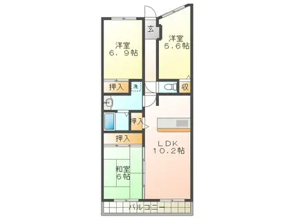 グレーシィ須磨アルテピアIII番街2(3LDK/9階)の間取り写真
