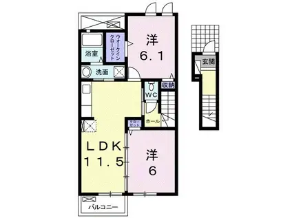 ディア コートII(2LDK/2階)の間取り写真