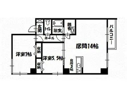 トーワグリーンヒル6条(2LDK/6階)の間取り写真