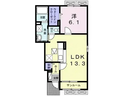 フレスクーラカーサA(1LDK/1階)の間取り写真