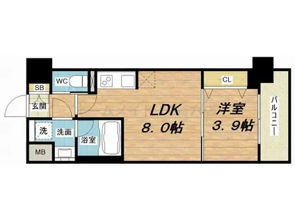 レオンコンフォート本町東III(1LDK/7階)の間取り写真