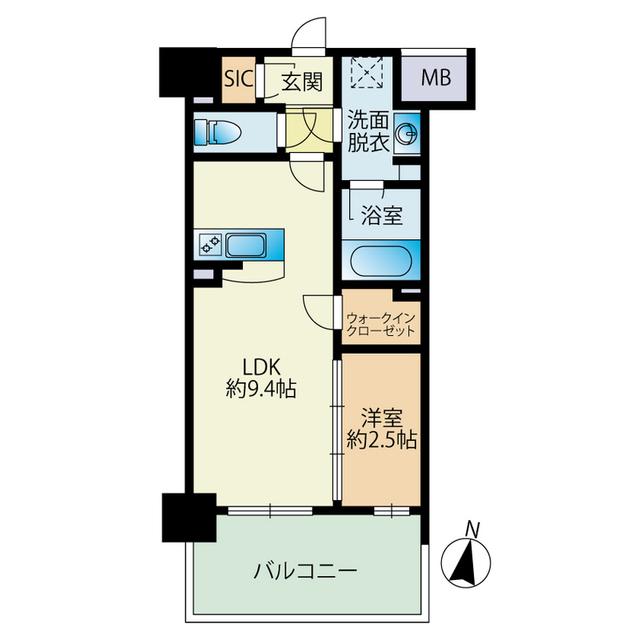 BLANCCIEL 西新(1LDK/6階)の間取り写真