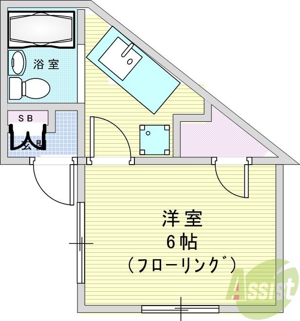 槻木ハイツ(1K/1階)の間取り写真
