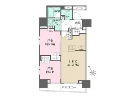 ルフォンプログレ四谷(2LDK/12階)の間取り写真