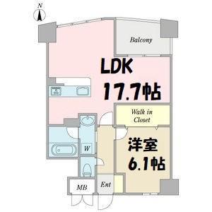 プロシード新瑞橋(1LDK/6階)の間取り写真