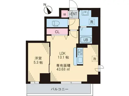 氷川台レジデンス(1LDK/4階)の間取り写真