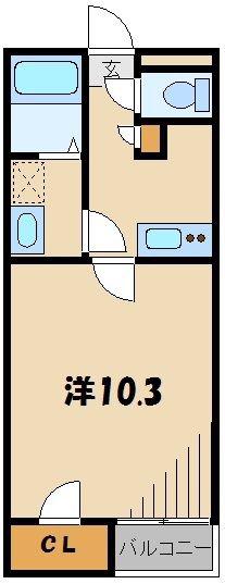 レオネクストレオスクエア(1K/2階)の間取り写真