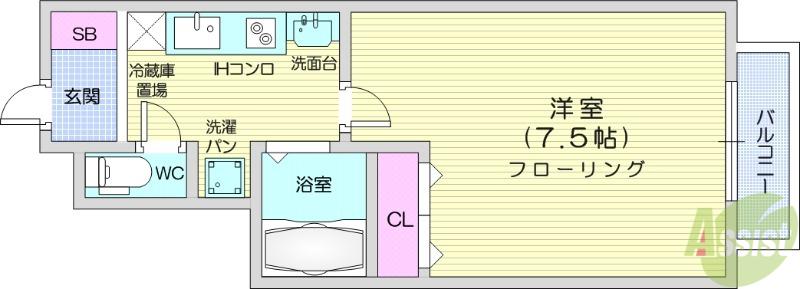 アーバンコート角五郎(1K/1階)の間取り写真