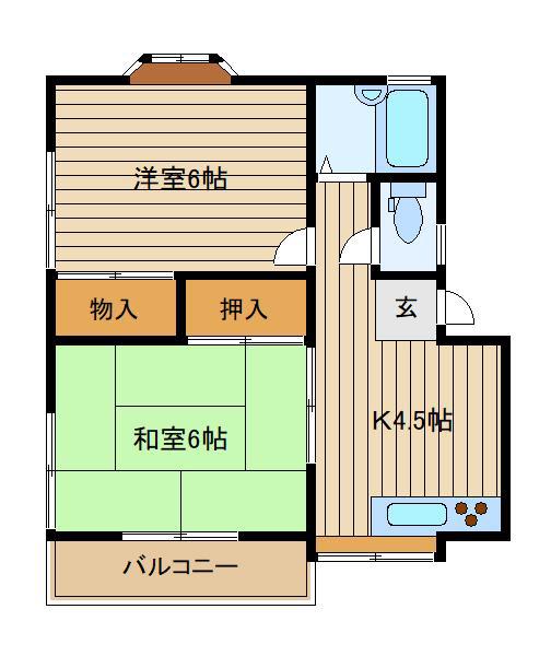 エクセル光(2K/2階)の間取り写真