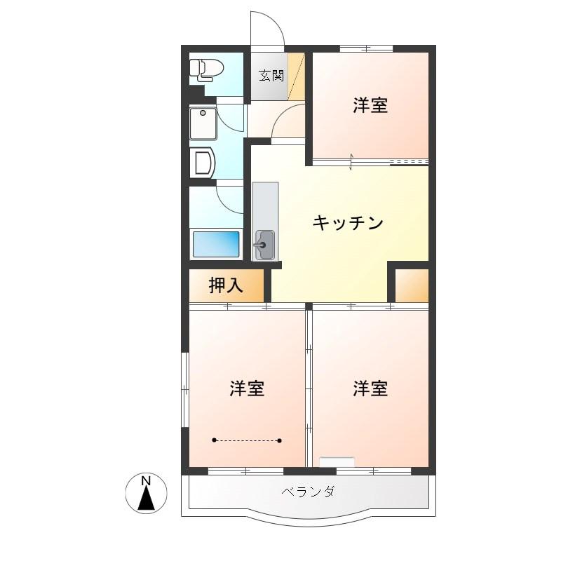 ハーモニー元今泉(3K/5階)の間取り写真