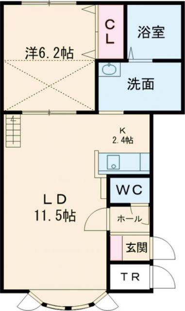 コローレ東町II(1LDK/2階)の間取り写真