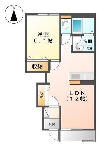 グリーン窓香(1LDK/1階)の間取り写真
