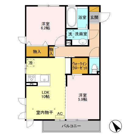 グランポワール 住居(2LDK/2階)の間取り写真