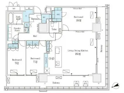 ロイヤルパークス品川(3LDK/28階)の間取り写真