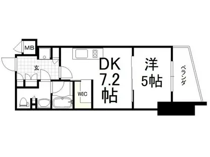 ザ・パークワンズ渋谷本町(1DK/6階)の間取り写真