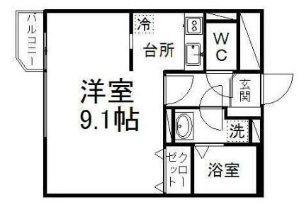 ヴィラコート小田原(1K/2階)の間取り写真