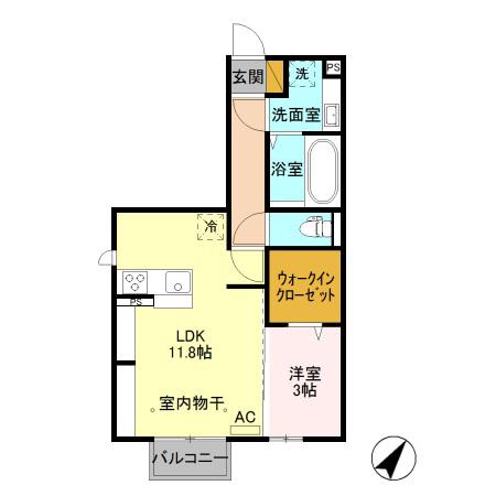 D-ROOM FIORE S(1LDK/2階)の間取り写真