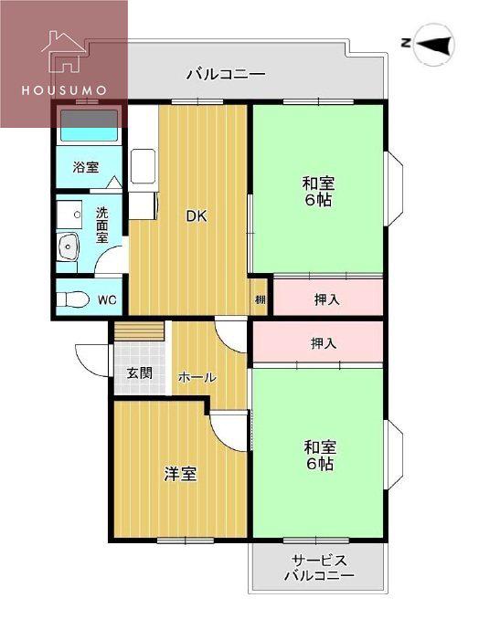 セピアコート山本(3DK/3階)の間取り写真