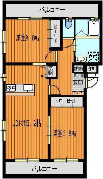 ＪＲ山陽本線 三原駅 徒歩22分 3階建 築15年(2LDK/3階)の間取り写真