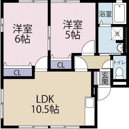 リーベンII(2LDK/1階)の間取り写真
