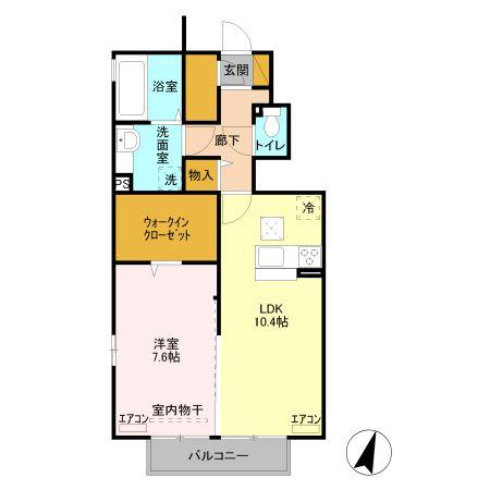 カーサ石原A(1LDK/1階)の間取り写真