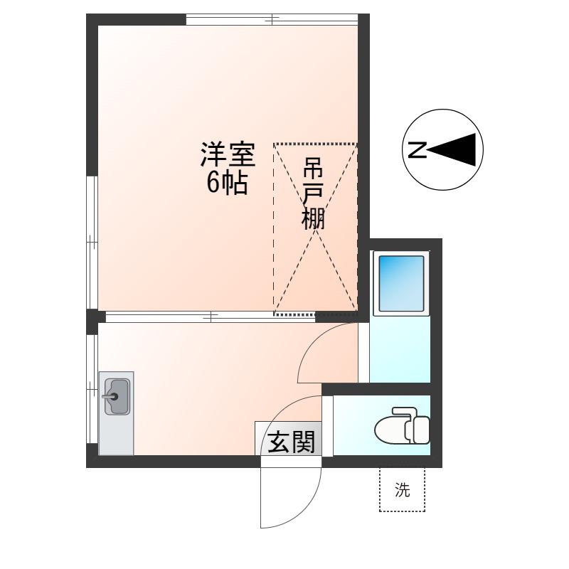 ゆたか荘(1K/2階)の間取り写真