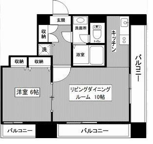 フィオリーシェ東浅草(1LDK/9階)の間取り写真
