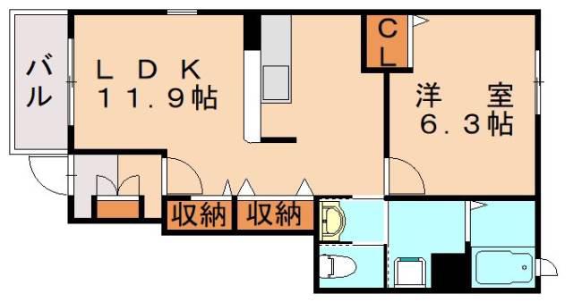 ヌーベル・シンワ A(1LDK/1階)の間取り写真