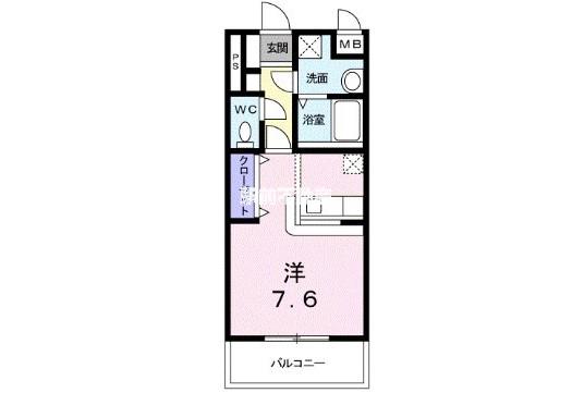 インター久留米SUR(1K/1階)の間取り写真