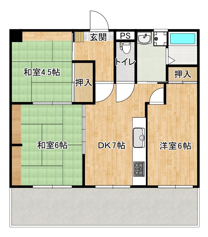 CLEMENTヤマシタ(3DK/3階)の間取り写真