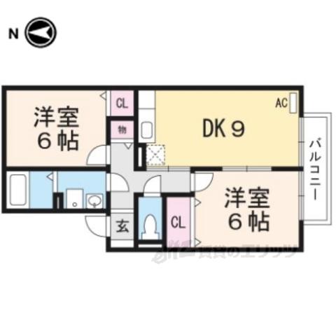 クローバーⅡ(2DK/2階)の間取り写真