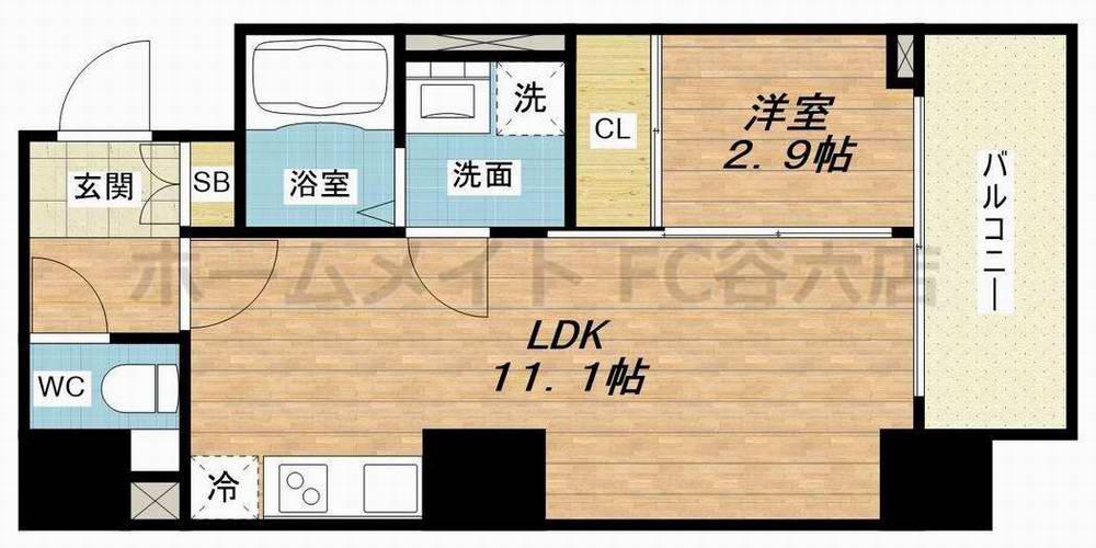 MCOURT新町(1LDK/13階)の間取り写真