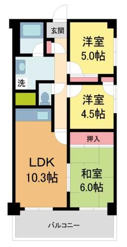 野田マンション(3LDK/3階)の間取り写真