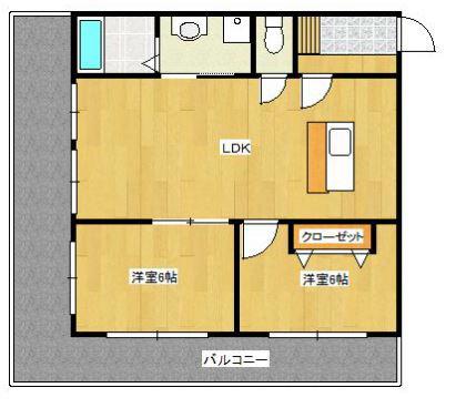 警固丸ビル(2LDK/3階)の間取り写真