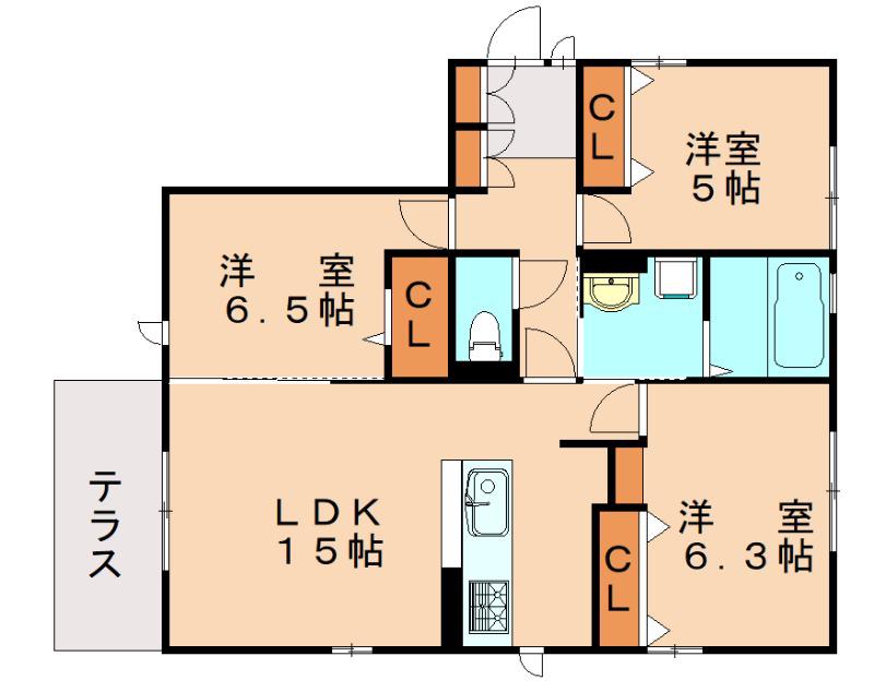 オリーブ学研台(3LDK/1階)の間取り写真