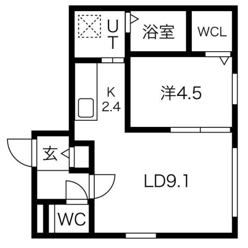 ECOA平岸(1LDK/2階)の間取り写真