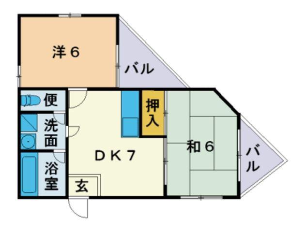サンヒルズ城南(2DK/2階)の間取り写真