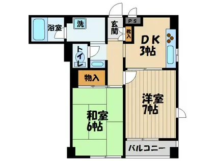 マノワール武蔵野(2K/4階)の間取り写真