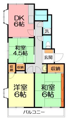 田仲第2ビル(3DK/2階)の間取り写真