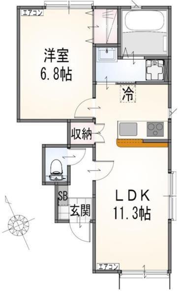FAMISIAPIA(1LDK/1階)の間取り写真