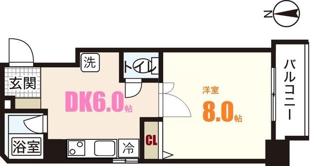 アヴァンセ中筋II(1DK/4階)の間取り写真