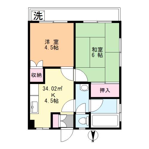 マンション金子(2K/2階)の間取り写真