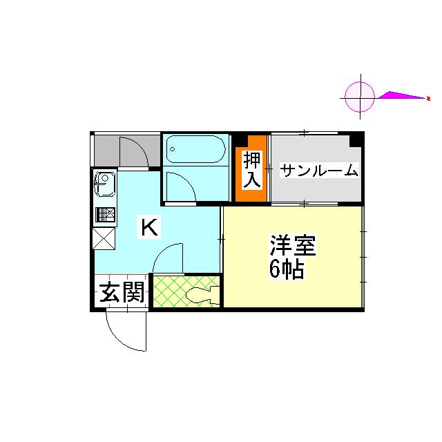 T・ハイツ押野(1K/3階)の間取り写真