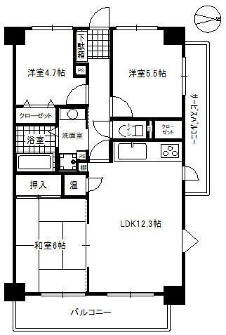 サンコーポ幸(3LDK/1階)の間取り写真