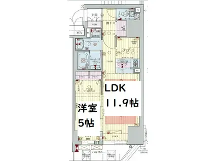 プレサンス阿波座駅前(1LDK/6階)の間取り写真