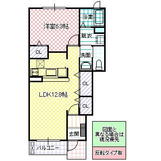 サンローレル A(1LDK/1階)の間取り写真