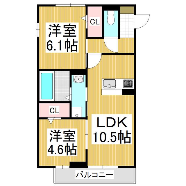 GRAND D-ROOM村井北(2LDK/2階)の間取り写真
