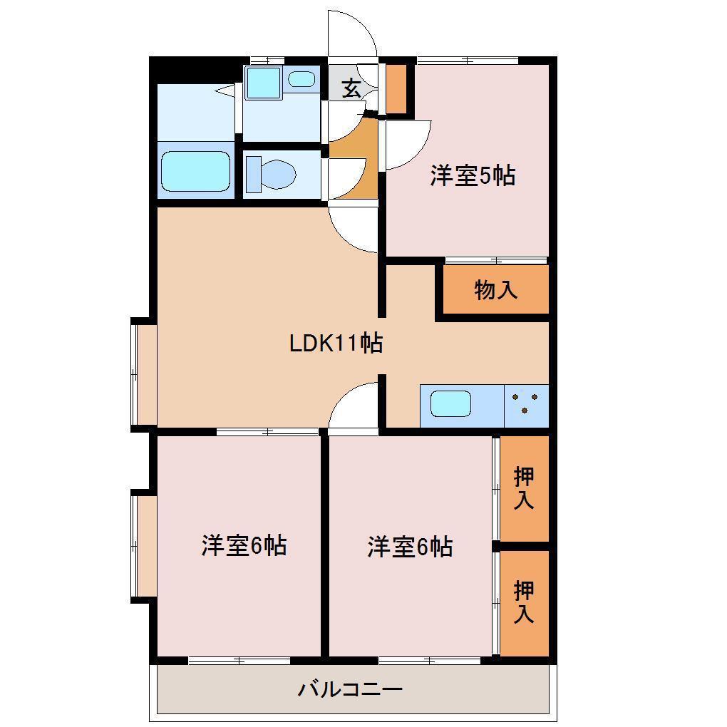 ユーミー港南台壱番館(3LDK/3階)の間取り写真